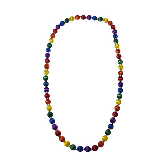 Silk Beaded Necklace Rainbow Bright Cheer - Picture 1 of 5